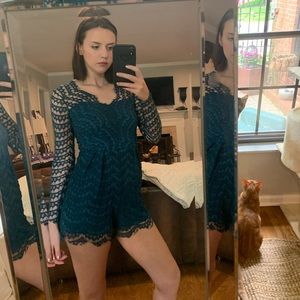 dark blue long sleeve backless romper